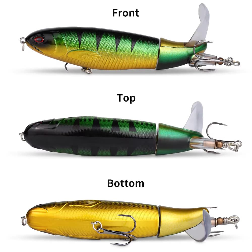 5pcs 1set 13g 10cm Top Water Pencil Fishing Lure Hard Bait With Floating Rotating Tail For Bass Trout Freshwater Saltwater 2
