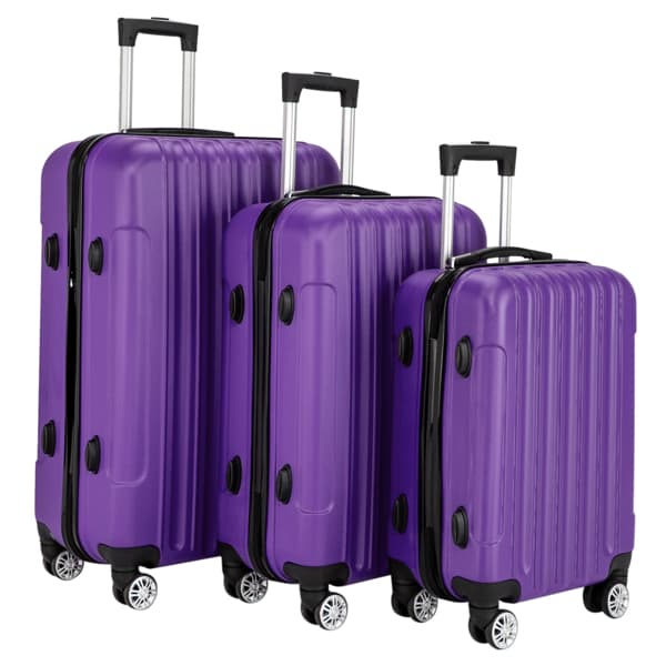 Vertical 3-in-1 Spinner Wheel With Handle Trolley Case 20in 24in 28in ABS Aluminum Alloy Trolley Classic Color - Purple 3