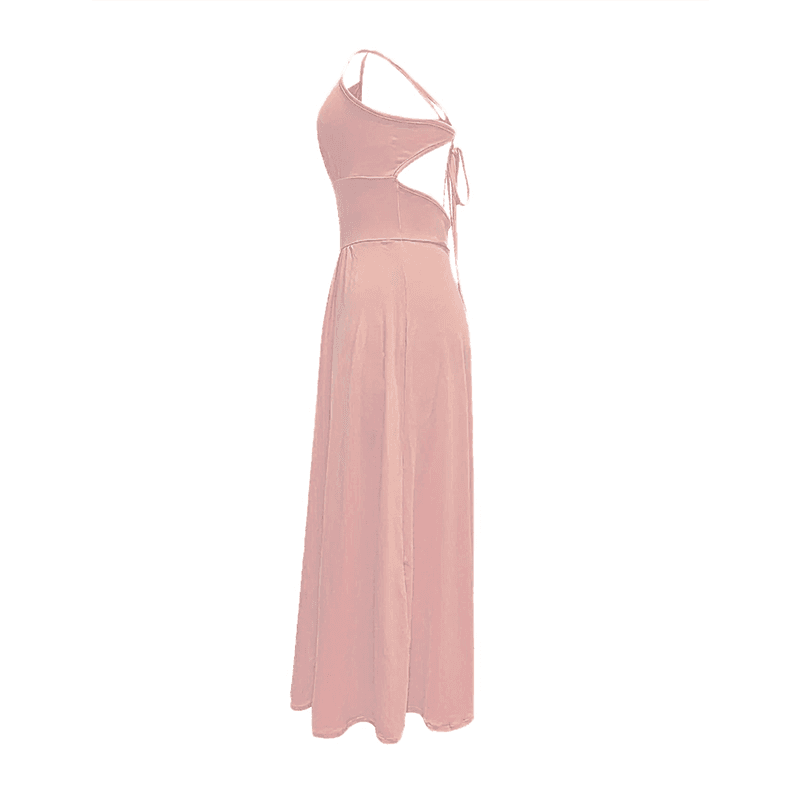 Women's Sexy Deep V Neck Maxi Dress Spaghetti Strap Sleeveless Backless High Slit Long Dress