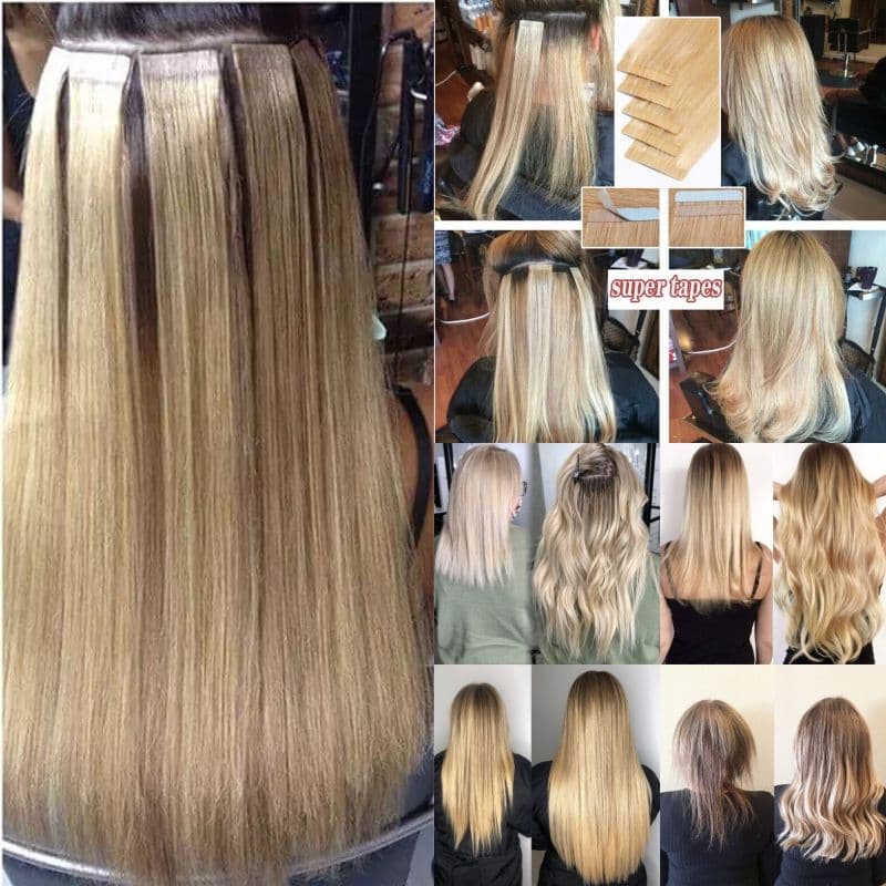 Double Pull Full Virgin Real 50g Hair Extension Long With Weft Invisible Skin Weft 20 Thick Seamless Human Hair 5