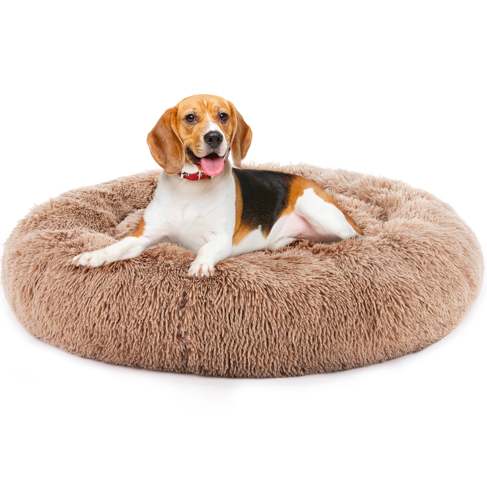 24 Inch Anti-Slip Round Fluffy Plush Faux Fur Cat Bed, Fits Up To 25 Lbs Pets 4