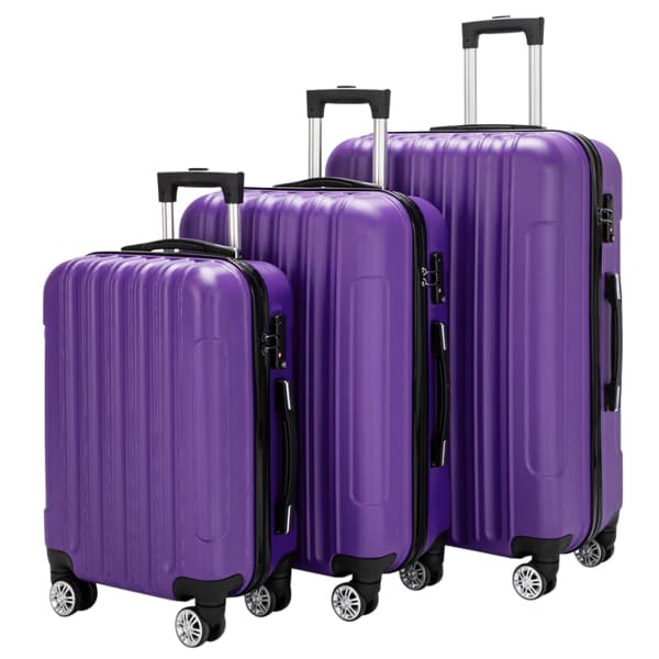 Vertical 3-in-1 Spinner Wheel With Handle Trolley Case 20in 24in 28in ABS Aluminum Alloy Trolley Classic Color - Purple 5