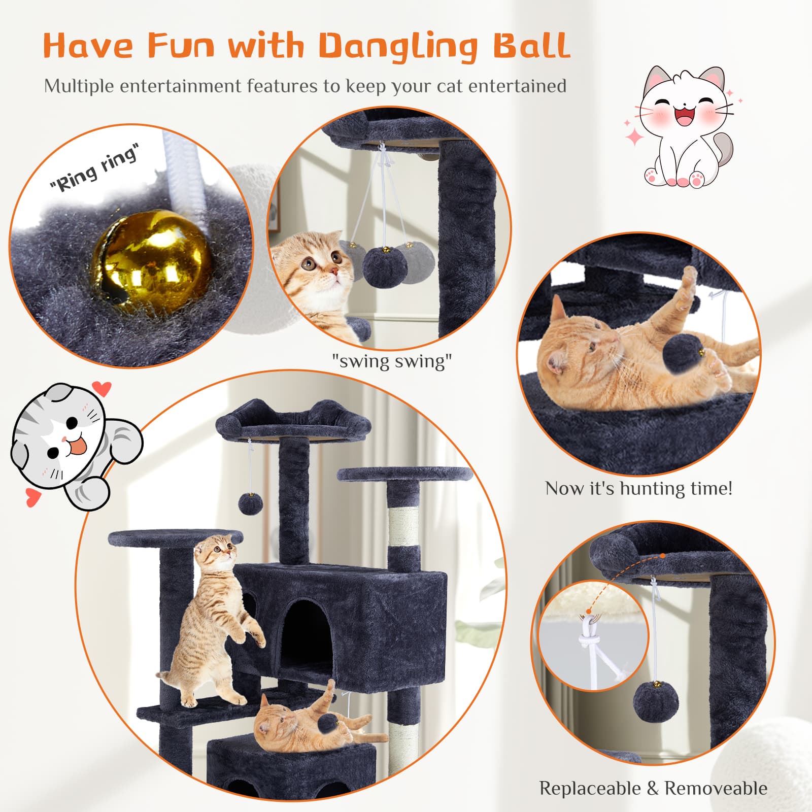 Multi Functional Cat Treehouse Cat Climbing Frame 3