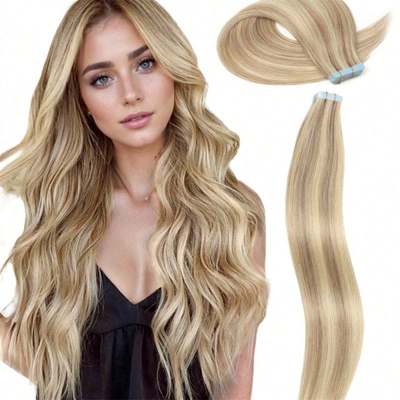 Double Pull Full Virgin Real 50g Hair Extension Long With Weft Invisible Skin Weft 20 Thick Seamless Human Hair 4