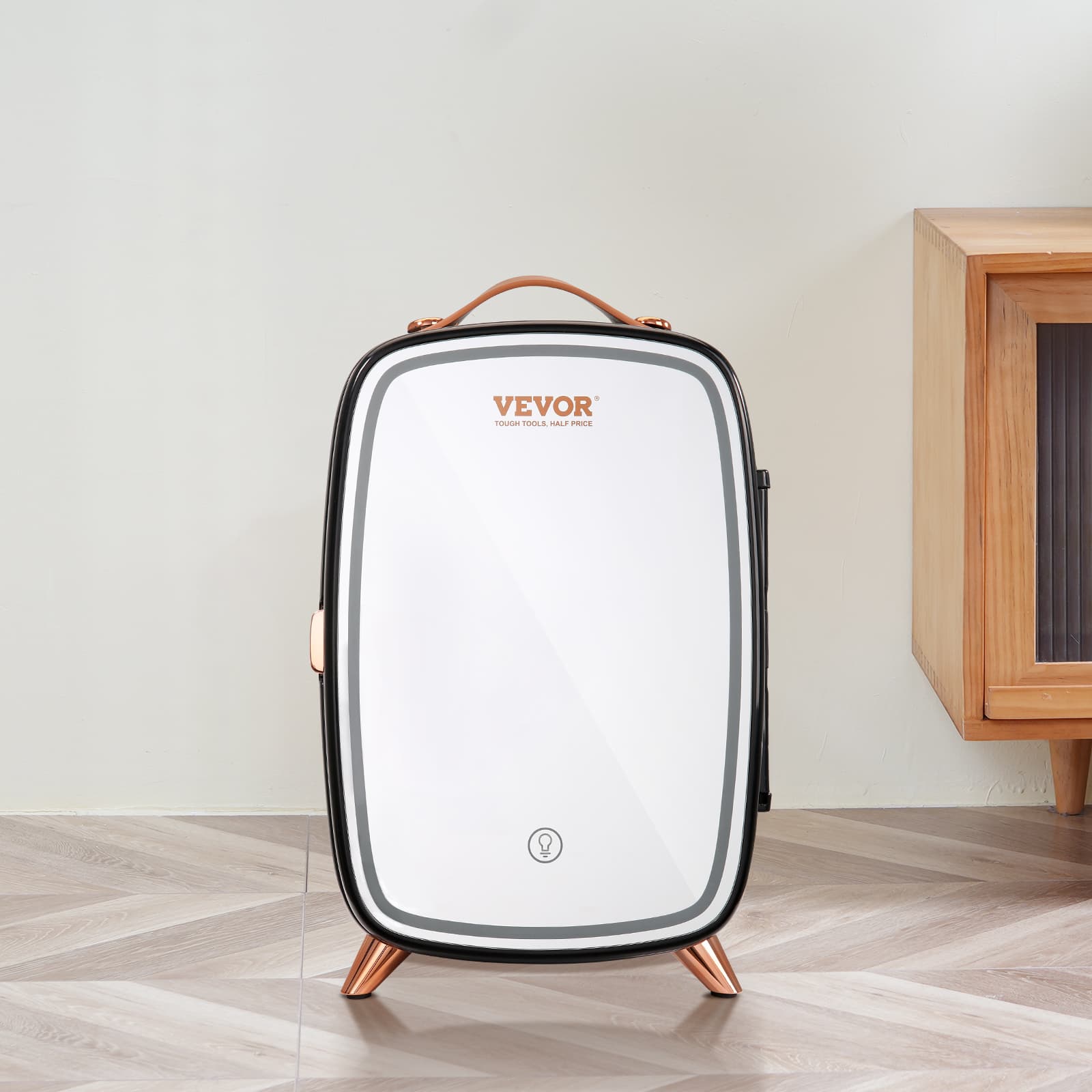 Vevor Mini Fridge, 6L Skincare Fridge With LED Light And HD Mirror, AC DC Makeup Fridges For Skin Care, Cosmetic Storage, Chill Face Mask Drink,  Small Refrigerator For Bedroom Dorm Desktop, Black 5