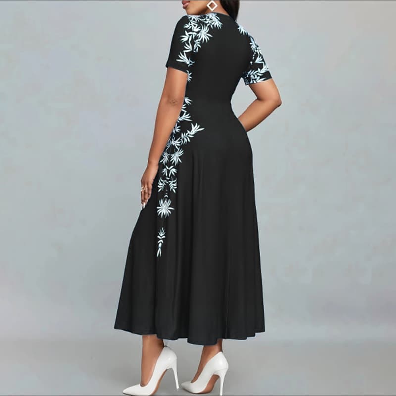 Women's Elegant Short Sleeve Maxi Dresses Casual Empire Waist Long Dress 5