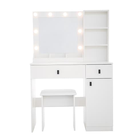 Vanity Desk With Lights, Vanity Set With Mirror, Makeup Vanity Desk With Large Drawers  Three Level Storage Dreeser, VanitysVanities With 3 Lights Brightness Adjustable For Bedroom, White 2