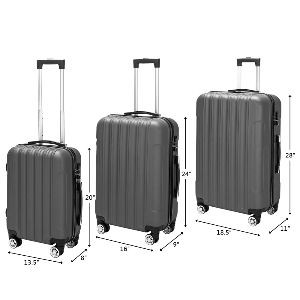 Vertical 3-in-1 Swivel Wheel With Handle Trolley Case 20in 24in 28in ABS Aluminum Alloy Trolley Classic Color - Dark Gray 2