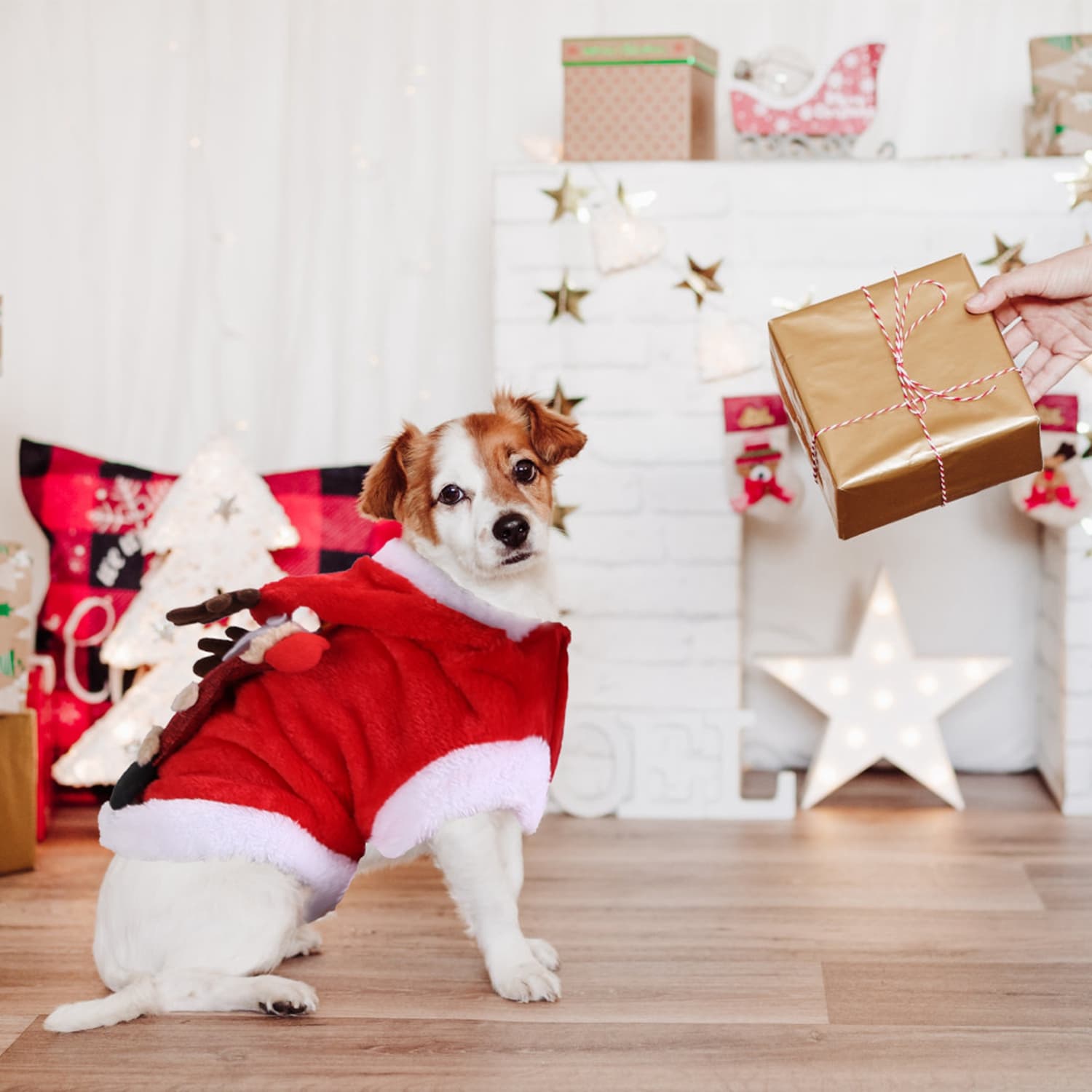 1Pc Pet Christmas Clothes Santa Claus Reindeer Antlers Costume Winter Outfit New Year Coat For Small Medium Dogs Cats 3