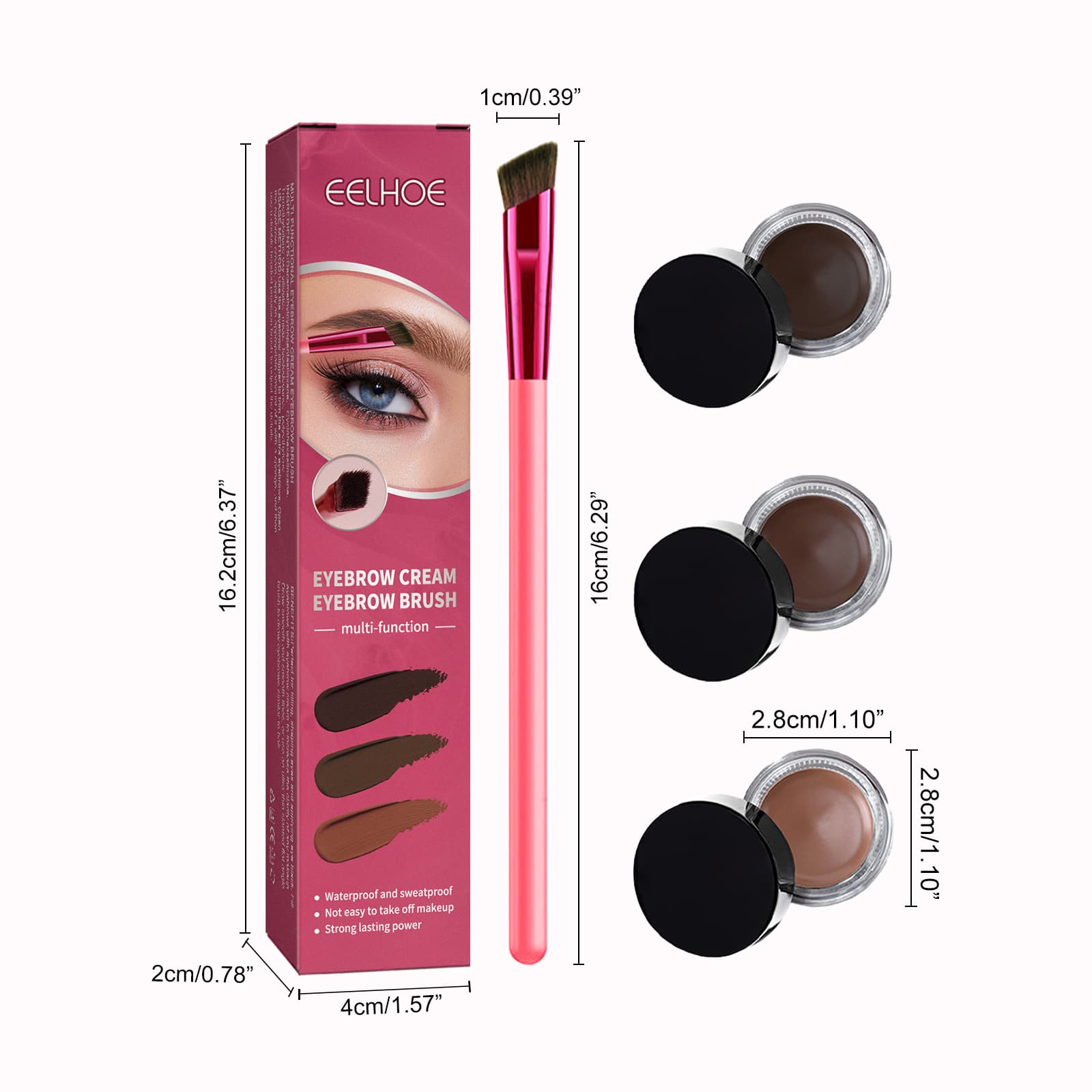 EELHOE Multi-functional Eyebrow Brush Set For Filling, Shaping, And Coloring Smooth Eyebrows Makeup Kit 5