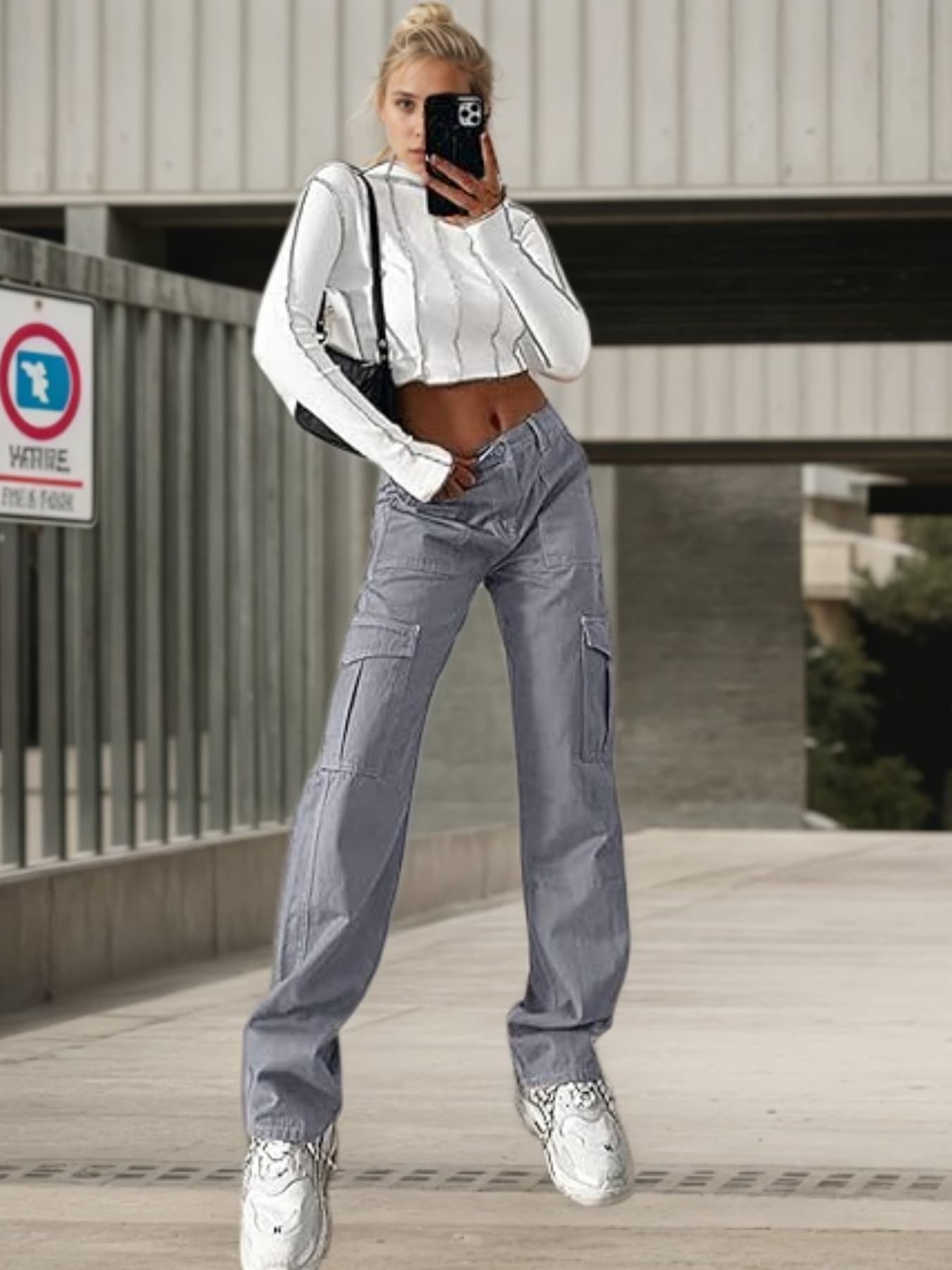 New Women’s Work Pants High Waisted Casual Pants Loose Elastic Wide Leg Y2K Streetwear With 6 Pockets 5
